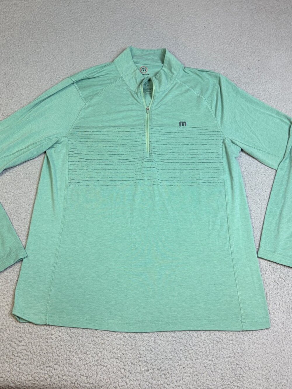 Travis Mathew Quarter Zip Pullover Mens Size Large Green Casual Logo Golf